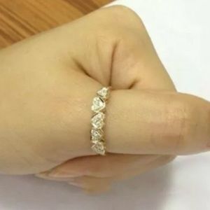 3/$40 14k Gold White Sapphire Gemstone Heart Ring Size 8